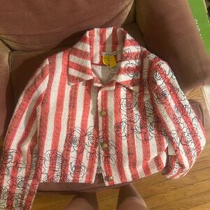 Alice + Olivia Red and White Striped Jacket NWT